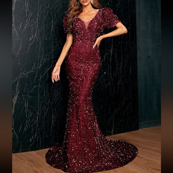 Prom Elegant Sequins Mesh O Neck Evening Dresses(3 Colors)
